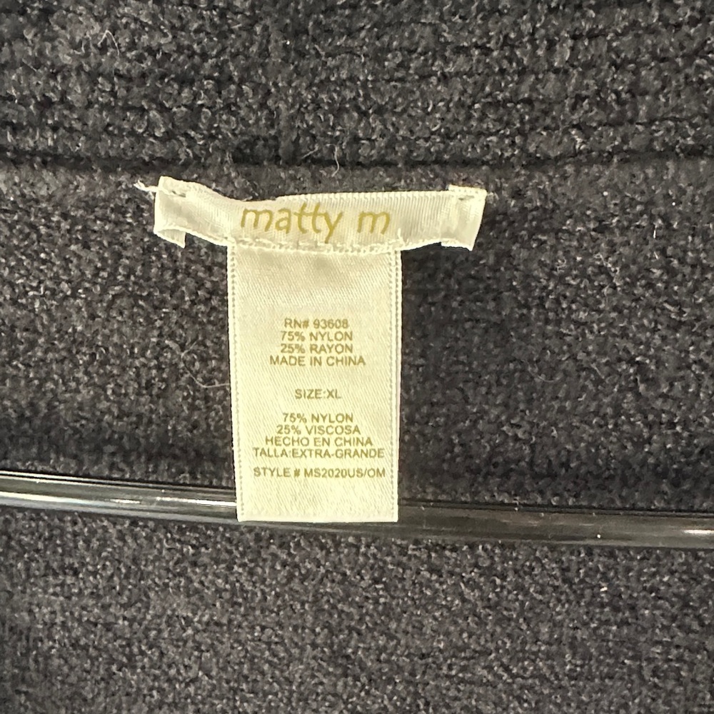 Matty M Black Open-Front Women's Cardigan with Pockets - Picture 2 of 3